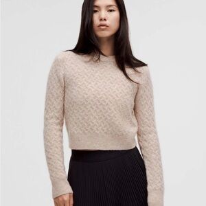 Lululemon Athletica Cream tan Crew Neck Sweater alpaca wool crosshatch small